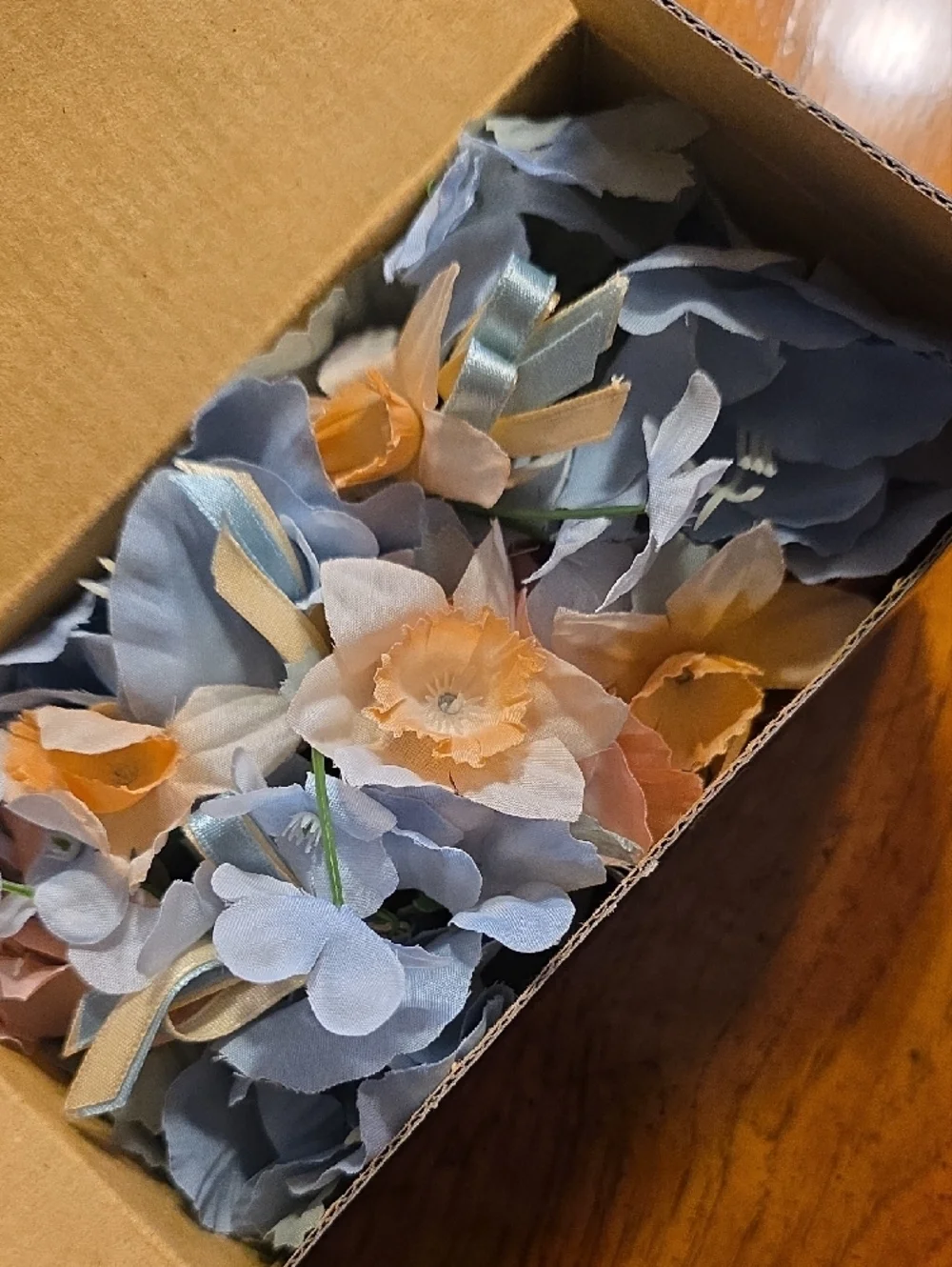 PartyLite 1 inch Meadow Glen Candle Ring Pair Blue and Peach Floral - Picture 6 of 6